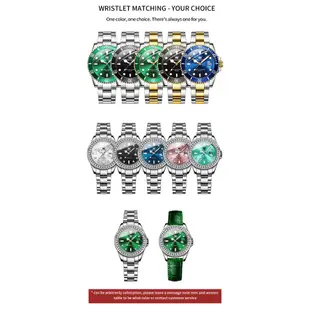 OLEVS 9945+5885情侶表綠水鬼石英手錶經典奢華日期夜光錶橡膠錶帶不鏽鋼錶帶對錶防水錶運動情人節送禮必備