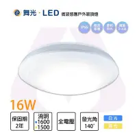 在飛比找Yahoo!奇摩拍賣優惠-舞光 LED 16W 微波感應防水 IP66吸頂燈 黃光/白