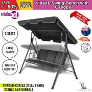 Swing Chair With Canopy Shade Garden Patio 3 Seater Hanging Hammock Seat Black