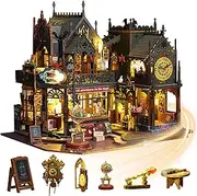 Spobot Book Nook Kit 3D Wooden Puzzle Bookend DIY Miniature House Kit with Light Dollhouse Booknook Bookshelf Insert Decor Bookends Model Build-Creativity Kit for Kids/Adults (Holor Magic City)