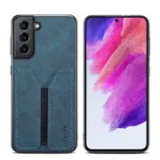 Denior For Samsung Galaxy S21 FE Leather Case with Elastic Wallet Card Holder Slot Pocket Cover - Blue