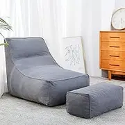 UYSOFRCV Bean Bag Chair Cover (No Filler) Lazy Bea Bag Sofas Cover, Beanbags Cover High Back Storage Soft Toy Lazy Lounger Washable, for Adults and Kids,Gray