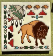 Masterworks art tile trivet ceramic Southwestern Buffalo Kokopelli decor 4x4
