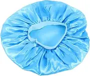 LIFKOME Extra Large Satin Silk Bathing Cap for Women Lake Blue Chemotherapeutic Cap Comfortable and Breathable Durable Hair Protection for Shower and Pool Use