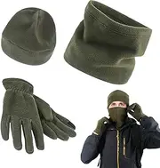 [Generic] Winter Hats Three Piece Set | Warm Elastic Scarf Hat Gloves Set Cold Weather Scarves - Simple Fashion Multi-Functional Winter Accessory for Cycling Snowboarding Skating
