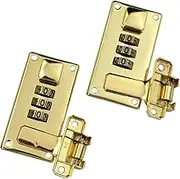 Mewutal 2pcs Gold Luggage Combination Lock, 3 Digit Combination Lock Hasp, Toolbox Hasp Lock