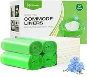 Moodooy Commode Liners With Absorbent Pads - 60 Bedside Commode Liners & Pads,Medical Grade Pack Commode Liners,Adult Potty Chair Liners Bedside Commode Liners Disposable,Universal Fit All Standard