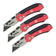 3PK Spear & Jackson Metal Folding Utility Knife w/10-Blades Cutter Hand Tool