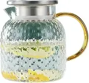 Water Carafe Glass Water Pitcher with Filter Lid and Pouring Spout Heat Resistant Glass Carafe for Hot Cold Beverages Homemade Ice Tea Bottle Beverage Serveware(1L)