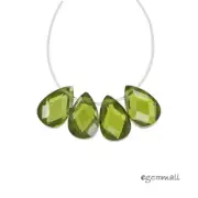 8PC Cubic Zirconia Flat Pear Briolette Beads 6x9mm Olive Green #96136