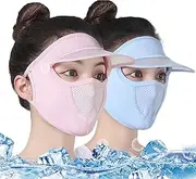 Face Mask Full Face Cover Sunscreen Face Veil Multifunctional Full Face Ice Silk UV Protection Sunscreen with Eye Shield for Girls Hiking 2Pcs