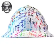 Custom Hydrographic Safety Hard Hat IT AINT WEAK (WHITE) PRO CHOICE WIDE BRIM