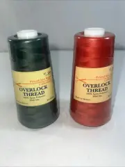 Overlock thread 100% Spun Polyester 3000 Yards Priced Sew Rlght 2pc Red/Green