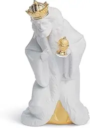 [LLADRÓ] King Melchior Nativity Figurine. Golden Lustre. Porcelain Figure Figure.