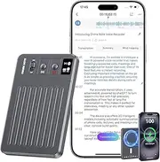 AI Voice Recorder - Voice Recorder w/No Fee for Transcribe & AI Summarize by ChatGPT, APP & Web Control, 117 Languages, 64GB Memory, Wireless Charging, Digital Voice Recorder for Meetings/Calls Gray