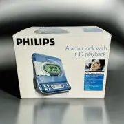 Philips Blue AJ3977 Alarm Clock CD Player AM/FM Dual Saver Radio, New Old Stock