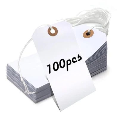 100 PCS Blank Shipping Tags with String, Large Price Tags with String