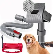 Groom Tool Attachments Brush with Trigger Lock & 24in Extension Vacuum Hose,Pet Dog Grooming Brush Compatible with Dyson V7 V8 V10 V11 V12 V15 Vacuum-4Pcs