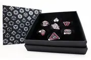 LPG Dice Set - Metal RPG Concentric (Black/Red/Silver)