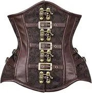 [Daisy corsets] Womens Top Drawer Brown Brocade Steampunk Steel Boned Underbust Corset