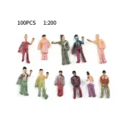 100x Model Train 1:200 Scale Painted Figure Z Scale People Standing Seated,