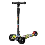 Foldable Kids Scooter Adjustable Height Flashing LED Lights 3 Wheels Kick Push