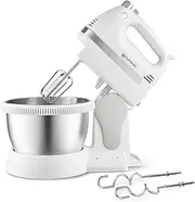 Grunkel - AM-350TURB05BOWL - Food Processor with Stainless Steel Rotating Bowl, Turbo Function and 5 speeds, incl. Mixer and Hook - Capacity: 2L - 350W