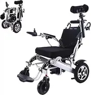 Electric Wheelchair for Adults, Foldable Power Wheelchair with Headrest, 360° Joystick, 24V 12/20A lithium battery, Electric Power Or Manual Manipulation