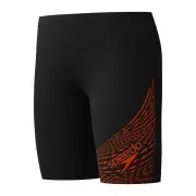 Speedo Boys Medley Logo Jammer - Black/Red Ginger - 13-14