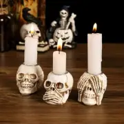 Halloween skeleton skull candlestick candle holder, Set of 3, 2.5 inches High
