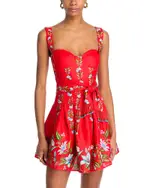 Farm Rio Sweet Bloom Bouquet Red Sleeveless Mini Dress
