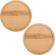 DONFAMDS 2Pcs Wooden Serving Trays Rustic Round Platter for Snacks Fruits Appetizers Lightweight Wood Plates for Kitchen Counter Dining Table