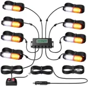 EYPINS LED Surface Mount Strobe Lights Kit,White Amber Flashing Car Truck Str...
