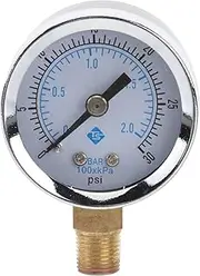 PLAFOPE Y50i Pressure Gauge 0-30psi Vacuum Gauge for Air Compressors Suitable for Water Oil Gas