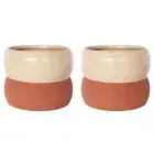 2x Urban White/Terracotta Brynn Squat 13cm Ceramic Planter Plant Flower Pot Sml