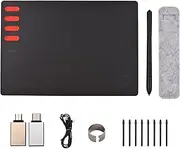Daseeme T505 Graphics Drawing Tablet Ultralight Art Creation Sketch with Battery- Stylus 8 Pen Nibs 8192 Levels Pressure 8 Shortcut Keys Compatible with Windows Android OTG for Drawing Designing Teach
