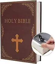 Real Paper Transfer Book Safe for Jewellery, and Hollow with Hidden Compartment, Key and Combination Lock (Key Lock, Bible)