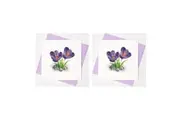 2x Boyle Handmade Paper 15cm Quilled Greeting Card Envelope Purple Crocus Flower