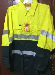 Bisley Work Shirt Hi Vis Long Sleeve Size 4XL Y/Green Reflective tape