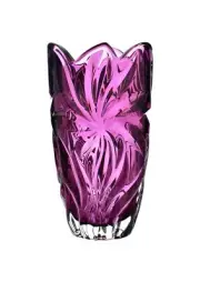 Purple Vase 11 " Flower Crystal Glass Vase Bud Vase Home Decor Czech Bohemia