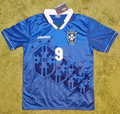 Brazil 1996 Away Blue Retro Football Futbol Soccer Jersey Shirt Kit Size M