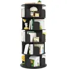 Rotating Bookshelf, 360 Display Wood Spinning Bookshelf Tower, 5 Tier Black