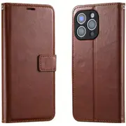iPhone 13 Pro Max Flip Wallet Case - Brown 3 Card Slots - Cash Compartment - Magnetic Clip [MPPGEN0652]