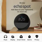 All-new Amazon Echo Spot (2024 release), Smart alarm clock with vibrant Black