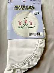 Stamped Cross Stitch Hot Pad Tulips Fairway Needlecraft Ruffle Edge Cottage Core