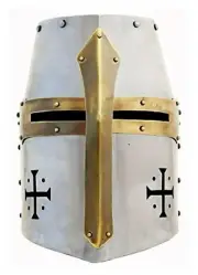 Medieval Knight Helmet Crusader Templar 18 Gauge Iron LARP SCA Silver Helmet