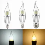 Dimmable E27 E14 E12 7W 60 SMD 3014 LED Pure White Warm White Sliver Candle Light Lamp Bulb AC110V E12 WARM WHITE