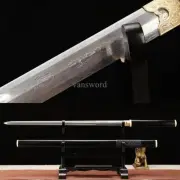 Handmade RealChinese Han Dynasty Jian 汉剑 Damascus Steel With Ebony Wood Scabbard