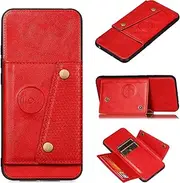 [TiHen] Compatible for Case Samsung Galaxy A23 4G Case with Card Slots Holder Phone Cover Leather Exterior [with Screen Protector] [4 Card Pockets]-Red