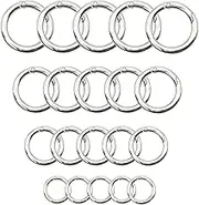 Maydahui 20PCS Spring O Ring Zinc Alloy Spring Clip 4 Size (0.8,0.98,1.1,1.3inch) Silver Round Carabiner Snap Hook Key Ring Circle Trigger Rings Multi-Purpose for Handbag Purse Dog Leashes